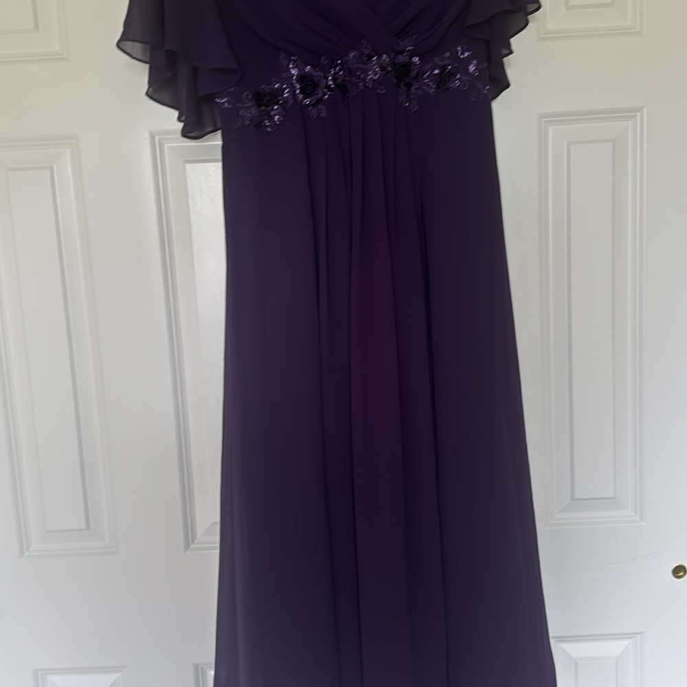 Ever Pretty Purple Cowl Neck Ruffled Midi Dress